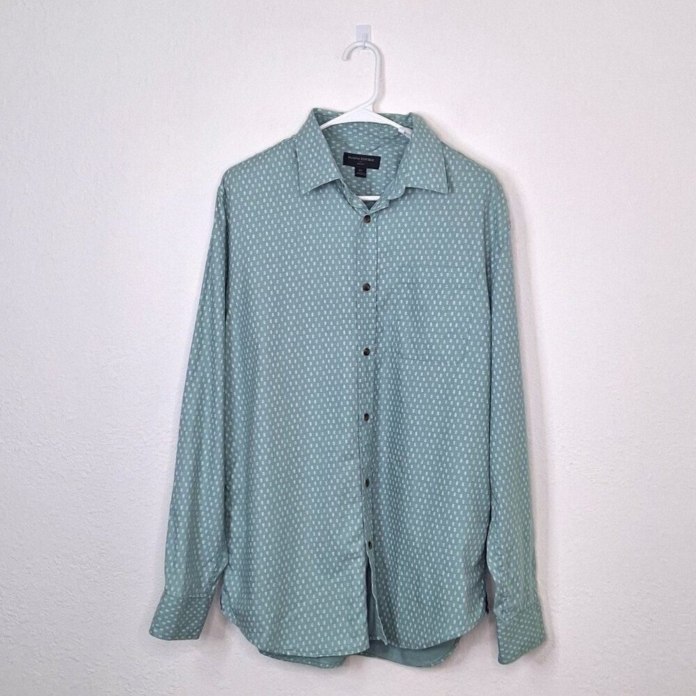 Banana Republic Mens Floral Shirt Buttom Down Sz XL Slim Fit Preppy Casual Work